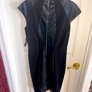 Black Vegan leather midi dress